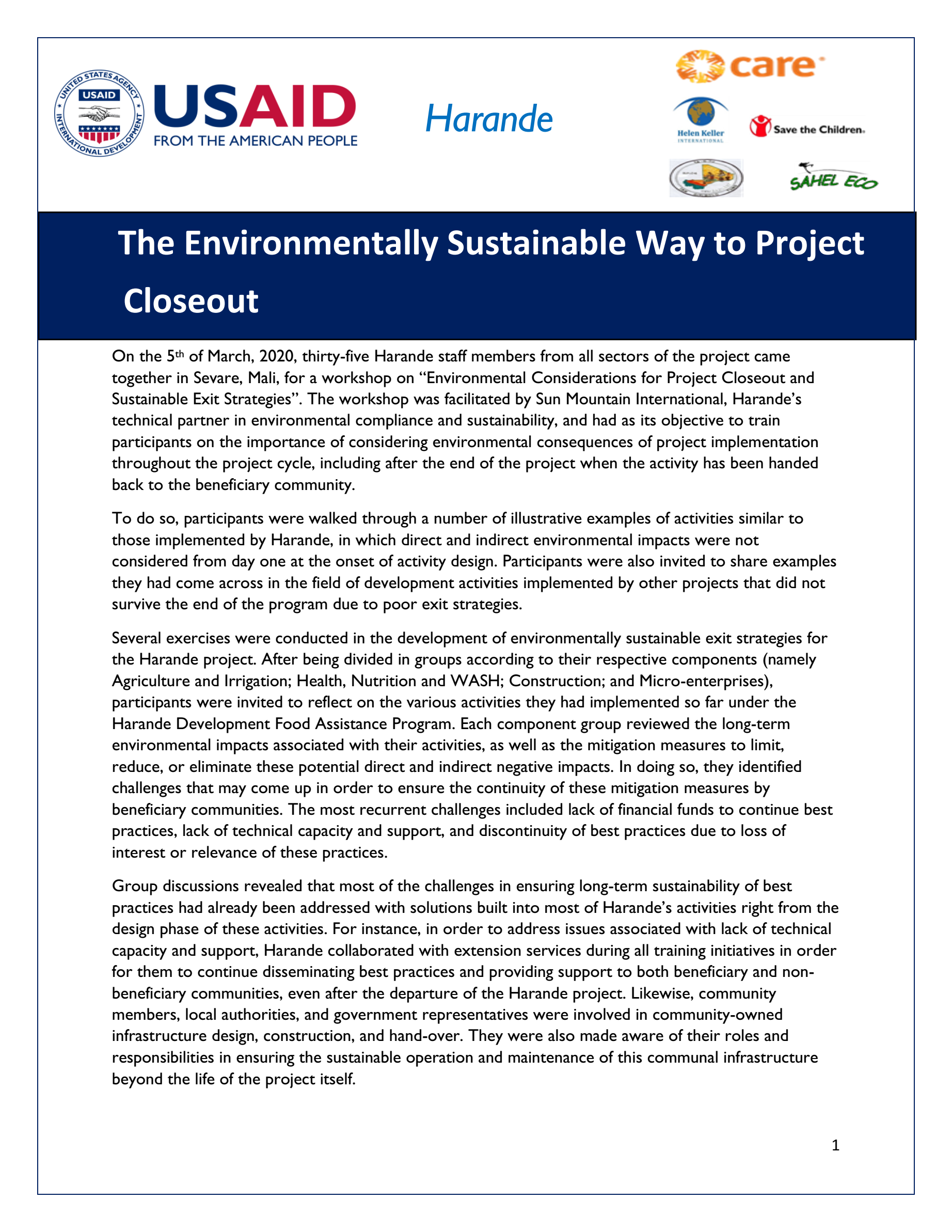 The Environmentally Sustainable Way to Project Closeout - Harande