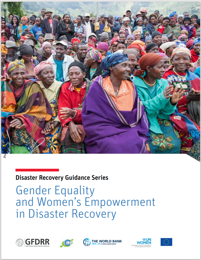 Cover page of World Bank report on Gender Equality and Women's empowerment in disaster recovery