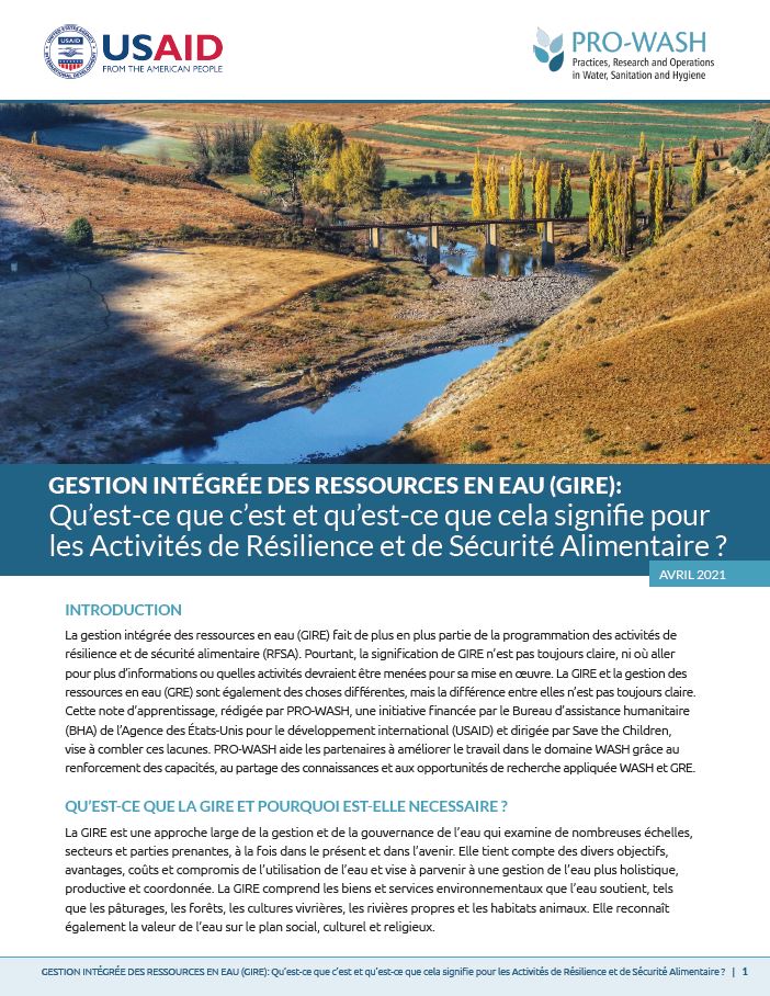 Cover page of IWRM brief, French version