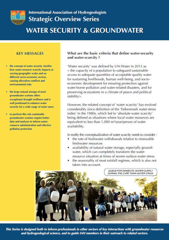 Cover page of IAH Water Security and Groundwater Strategic Overview
