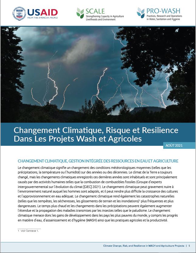 Cover page of climate info services brief, French Version
