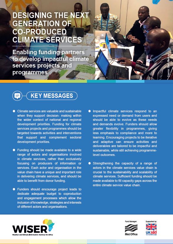 Cover page of designing next gen co-production climate services