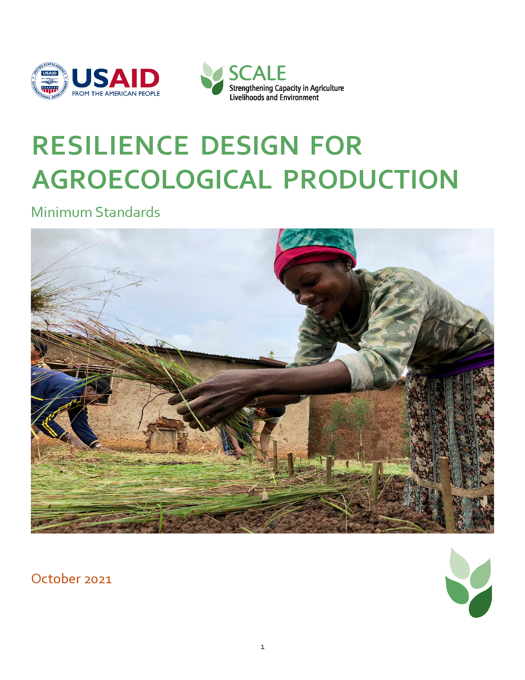 Cover page of "Resilience Design for Agroecological Production"