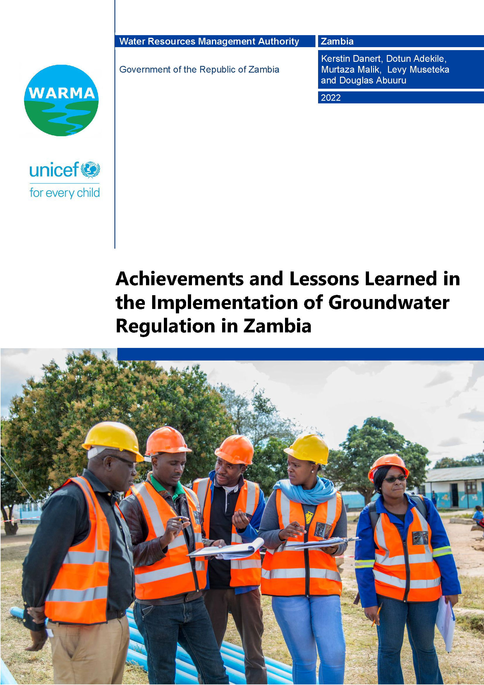 Cover-page for Achievements and Lessons Learned in the Implementation of Groundwater Regulation in Zambia