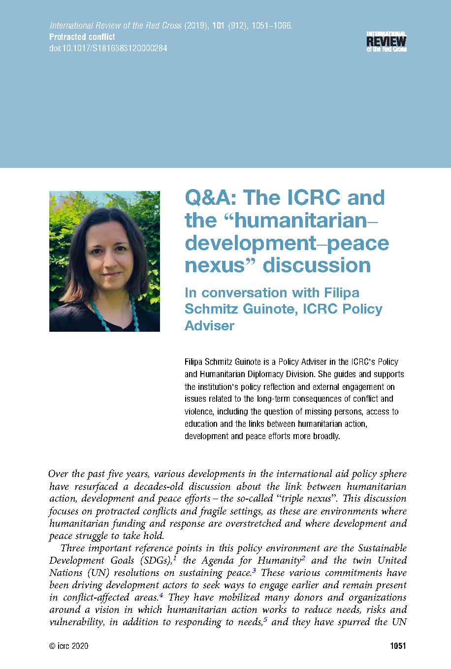 Cover page for Q&A: The ICRC and the “Humanitarian-Development–Peace Nexus” Discussion