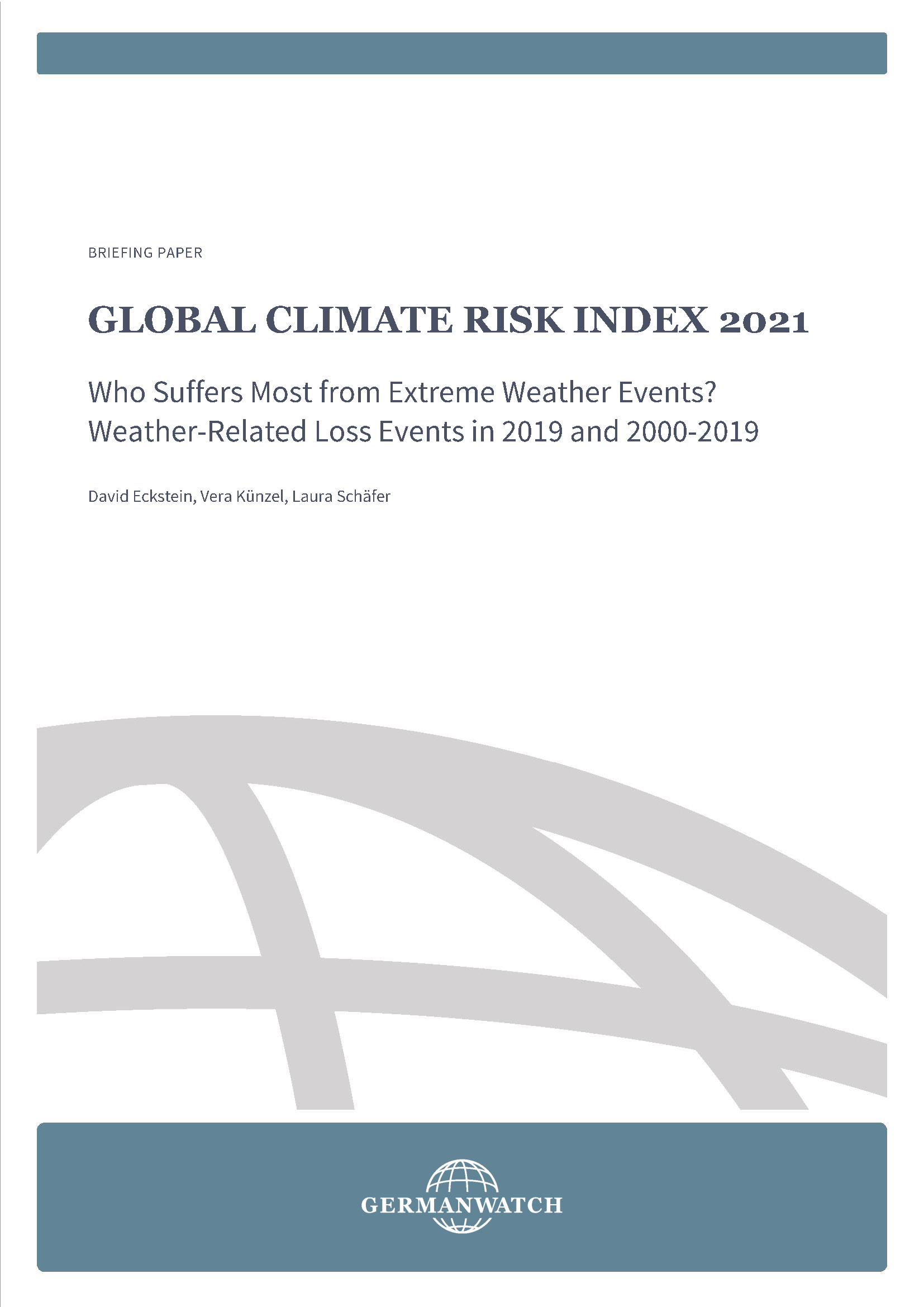 Cover page for Global Climate Risk Index 2021