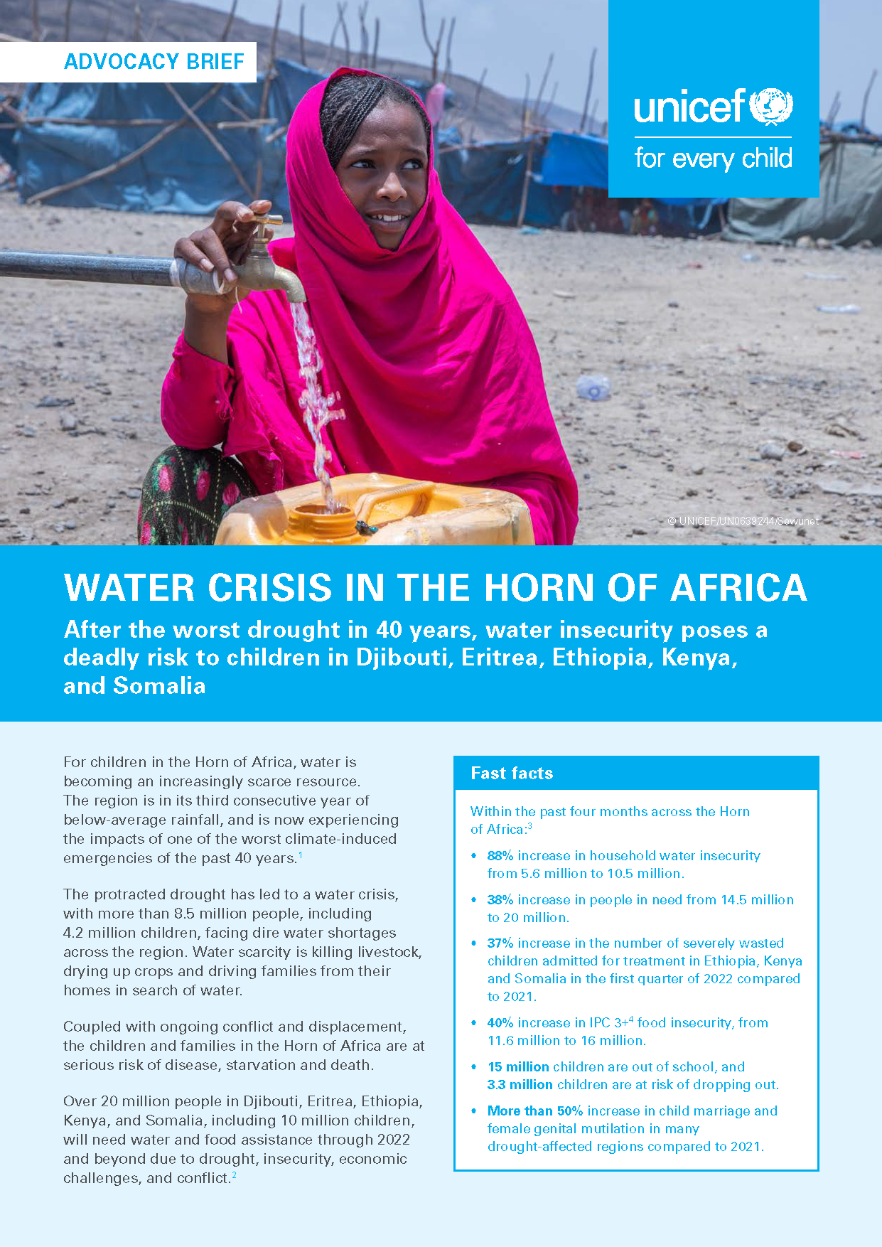 Cover page for Water Crisis in the Horn of Africa
