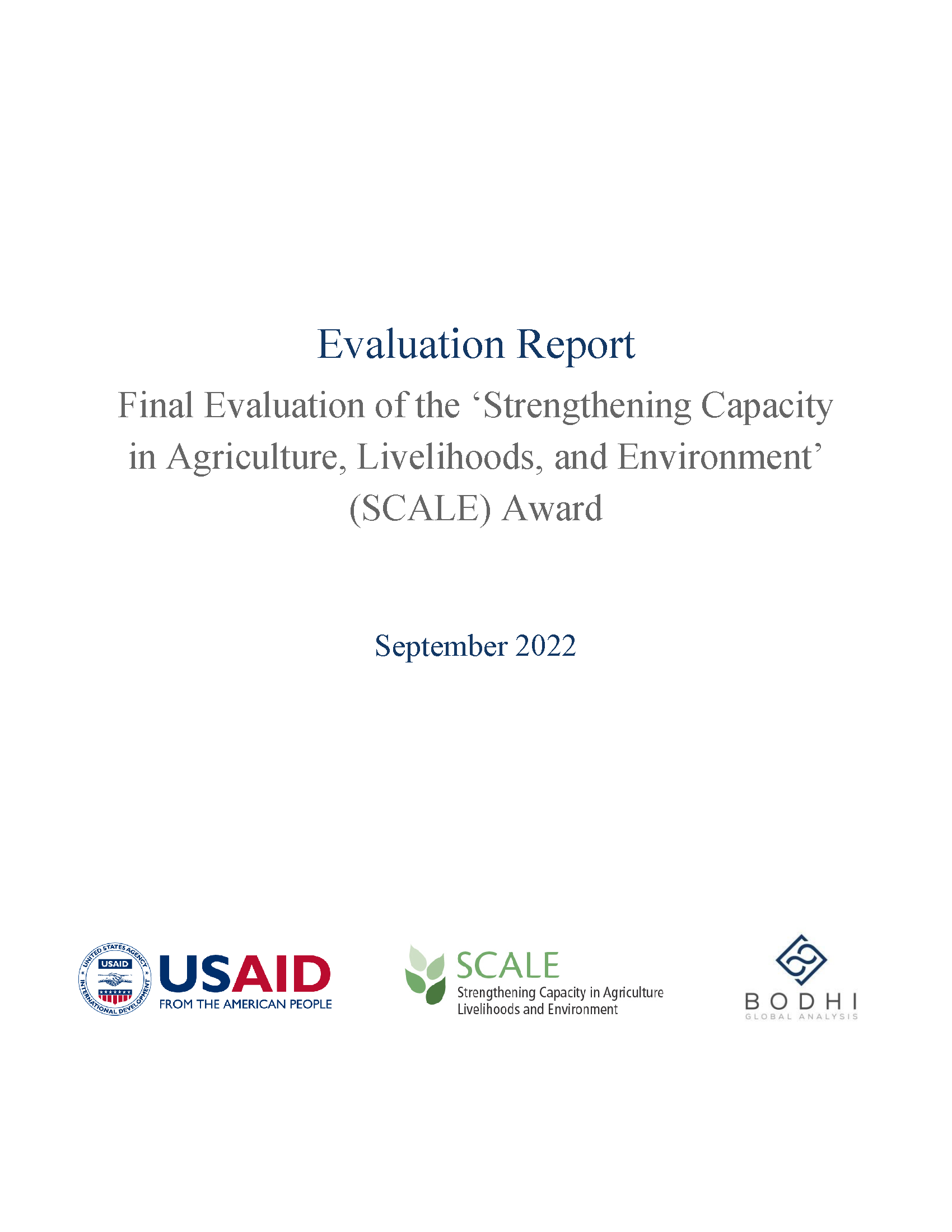 Cover page for SCALE Final Evaluation Report