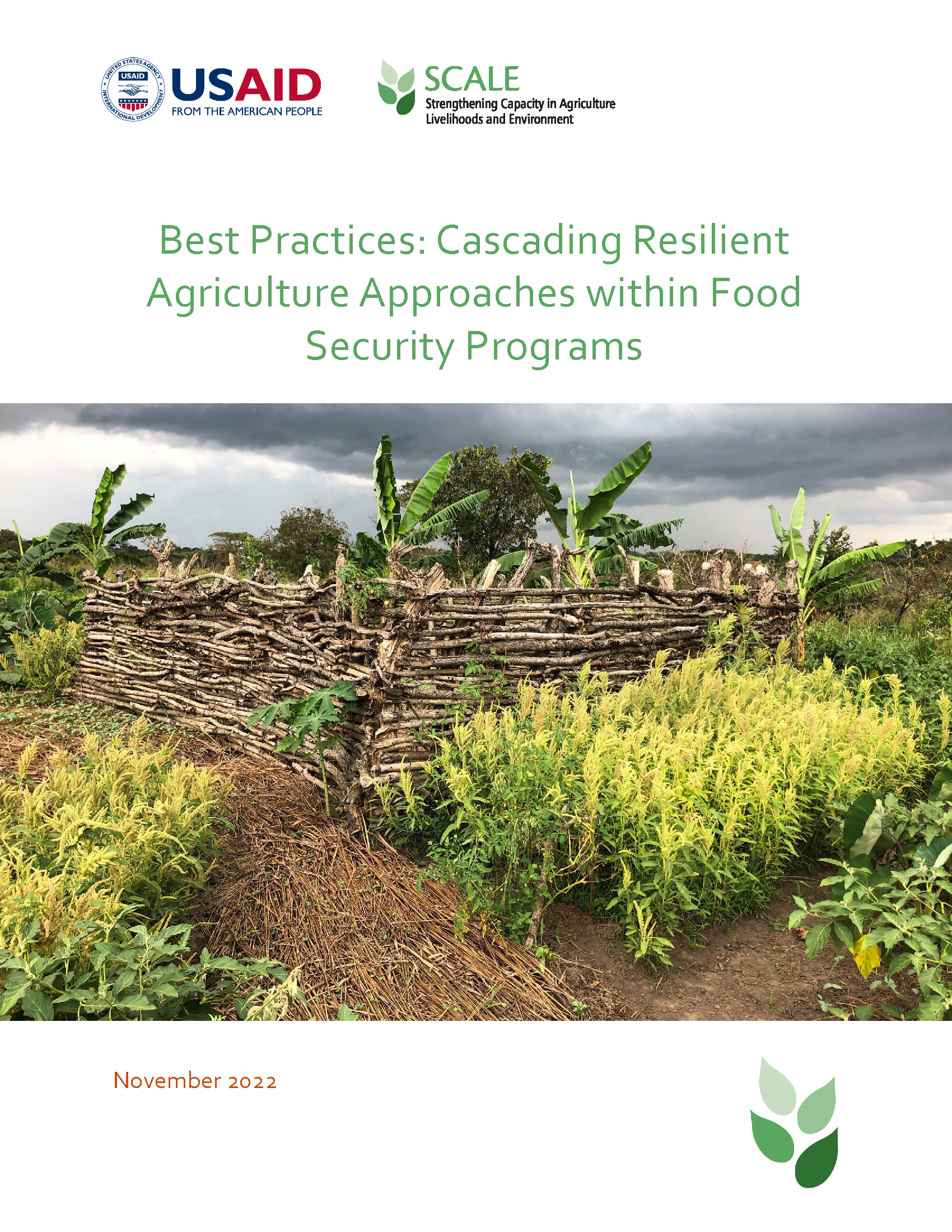 Cover page for Best Practices in Cascading resilient Agriculture