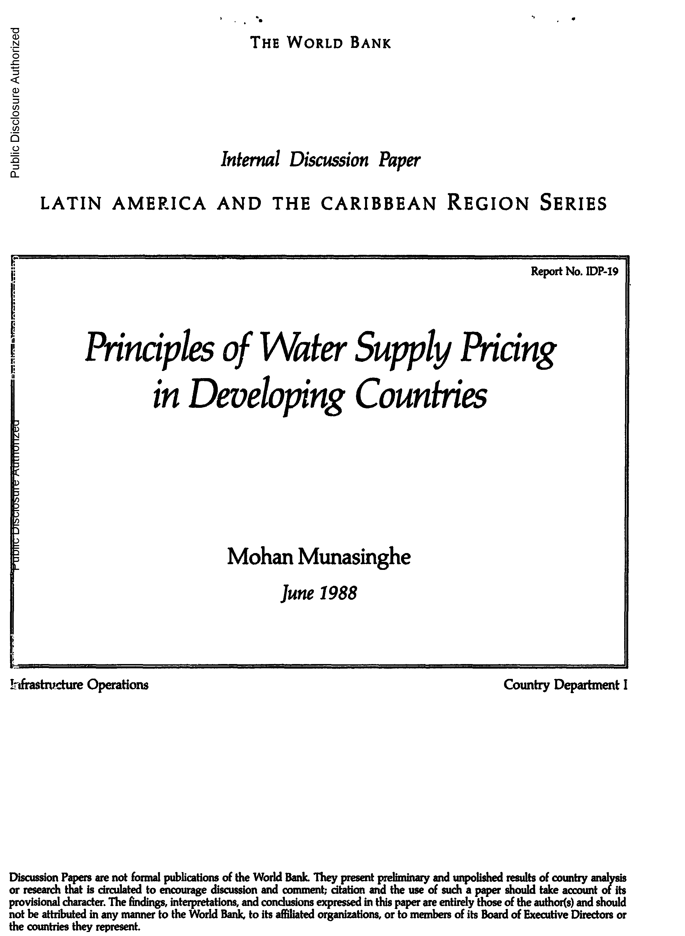 Cover page for Principles of Water Supply Pricing in Developing Countries