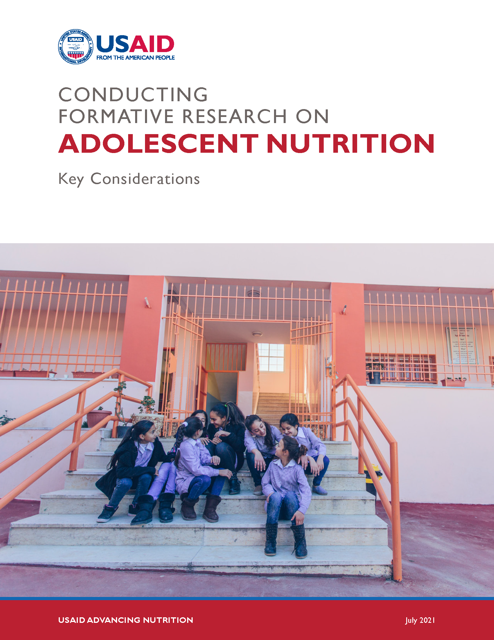 Cover page for Conducting Formative Research on Adolescent Nutrition: Key Considerations