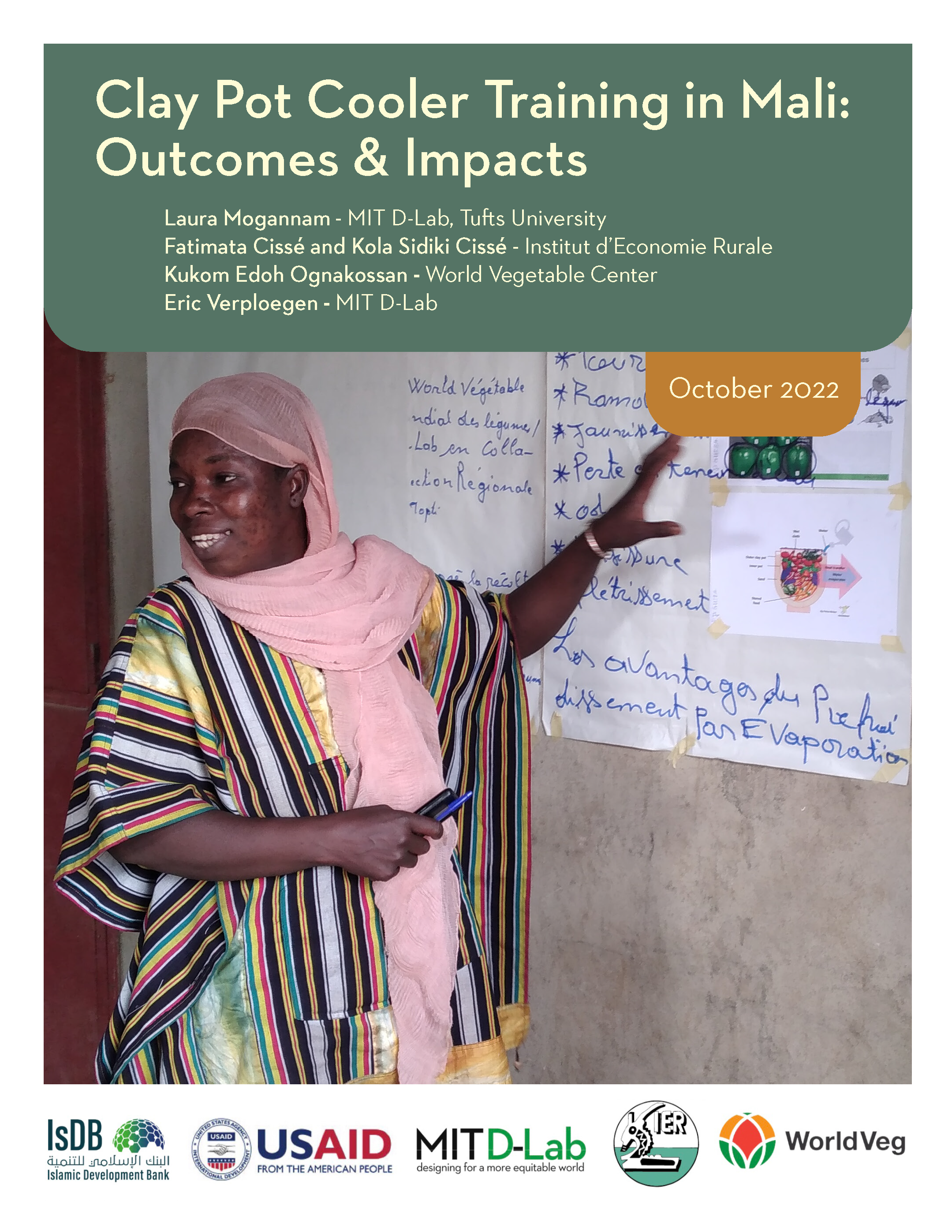 Cover page for Clay Pot Cooler Training in Mali: Outcomes & Impacts