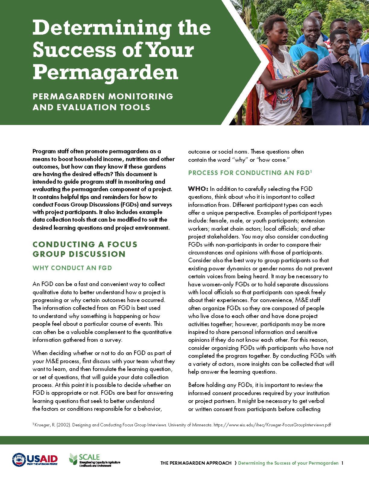 Cover page for 'Determining the Success of Your Permagarden: Permagarden Monitoring and Evaluation Tools