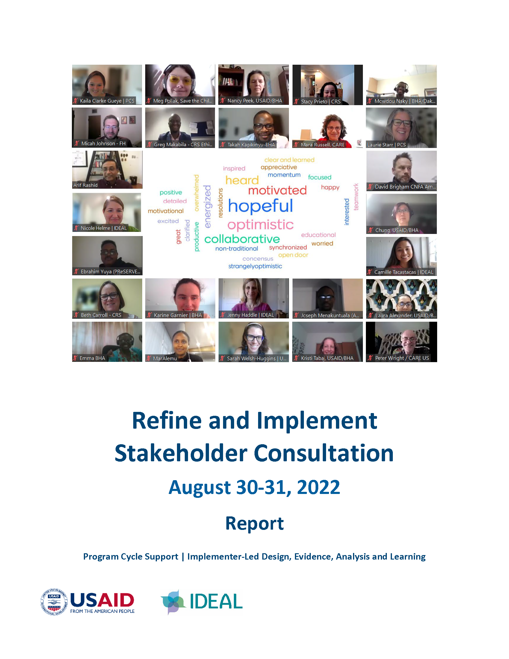Cover page for the Refine & Implement (R&I) Stakeholder Consultation Event Report
