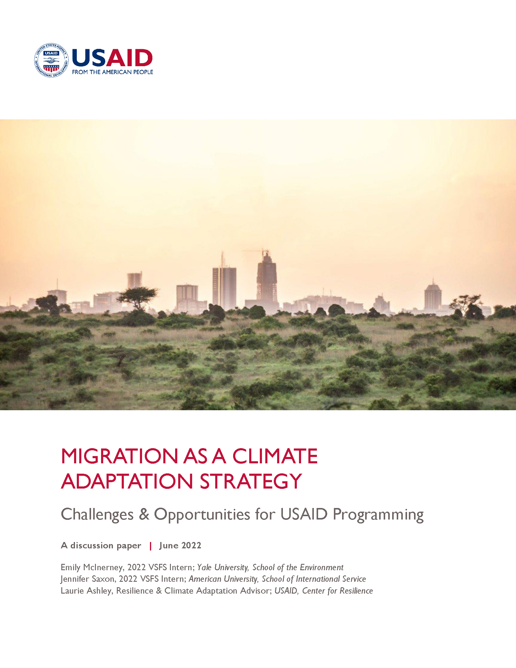 Cover for Migration as a Climate Adaptation Strategy: Challenges & Opportunities for USAID Programs