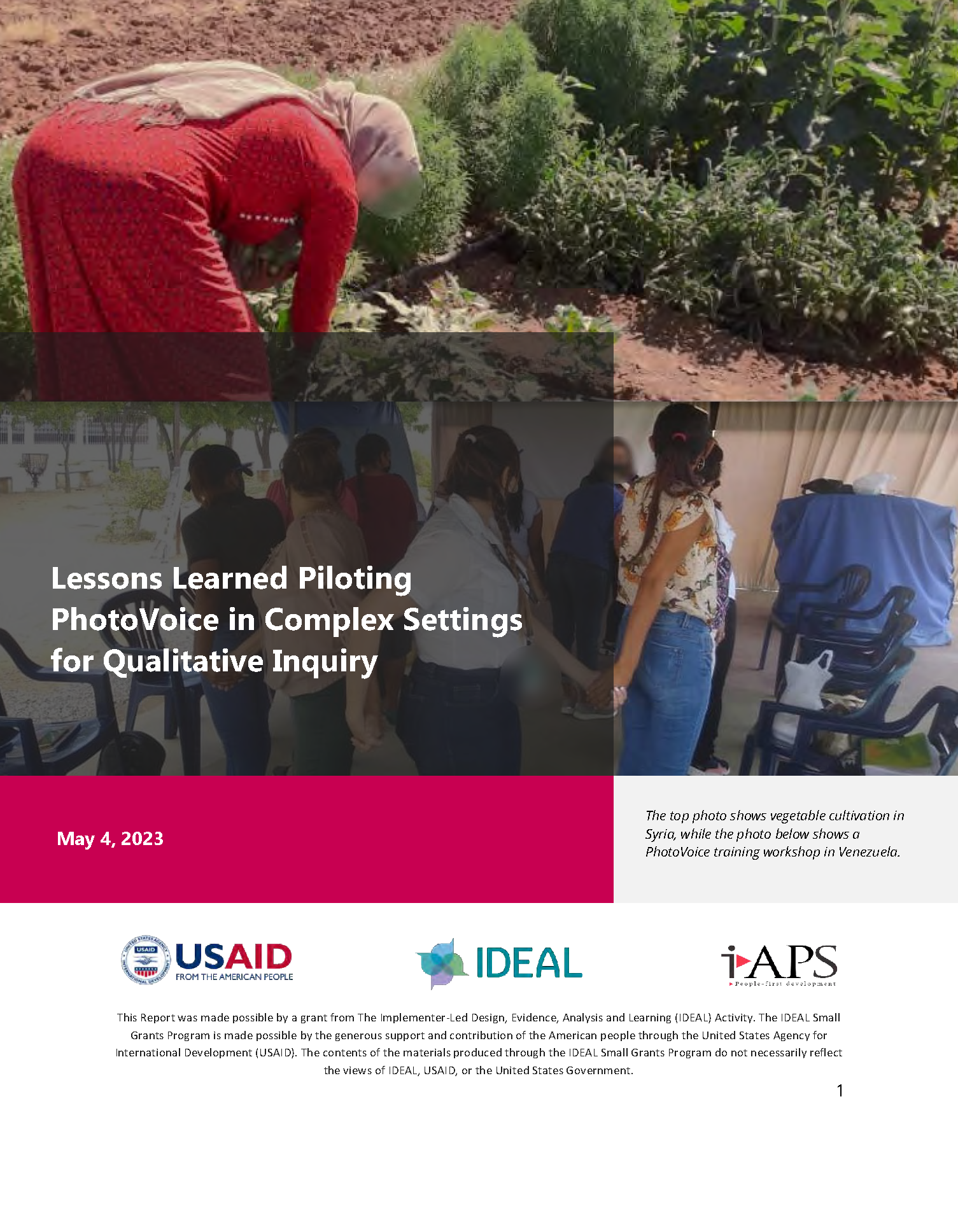 Cover page for Lessons Learned Piloting PhotoVoice in Complex Settings for Qualitative Inquiry