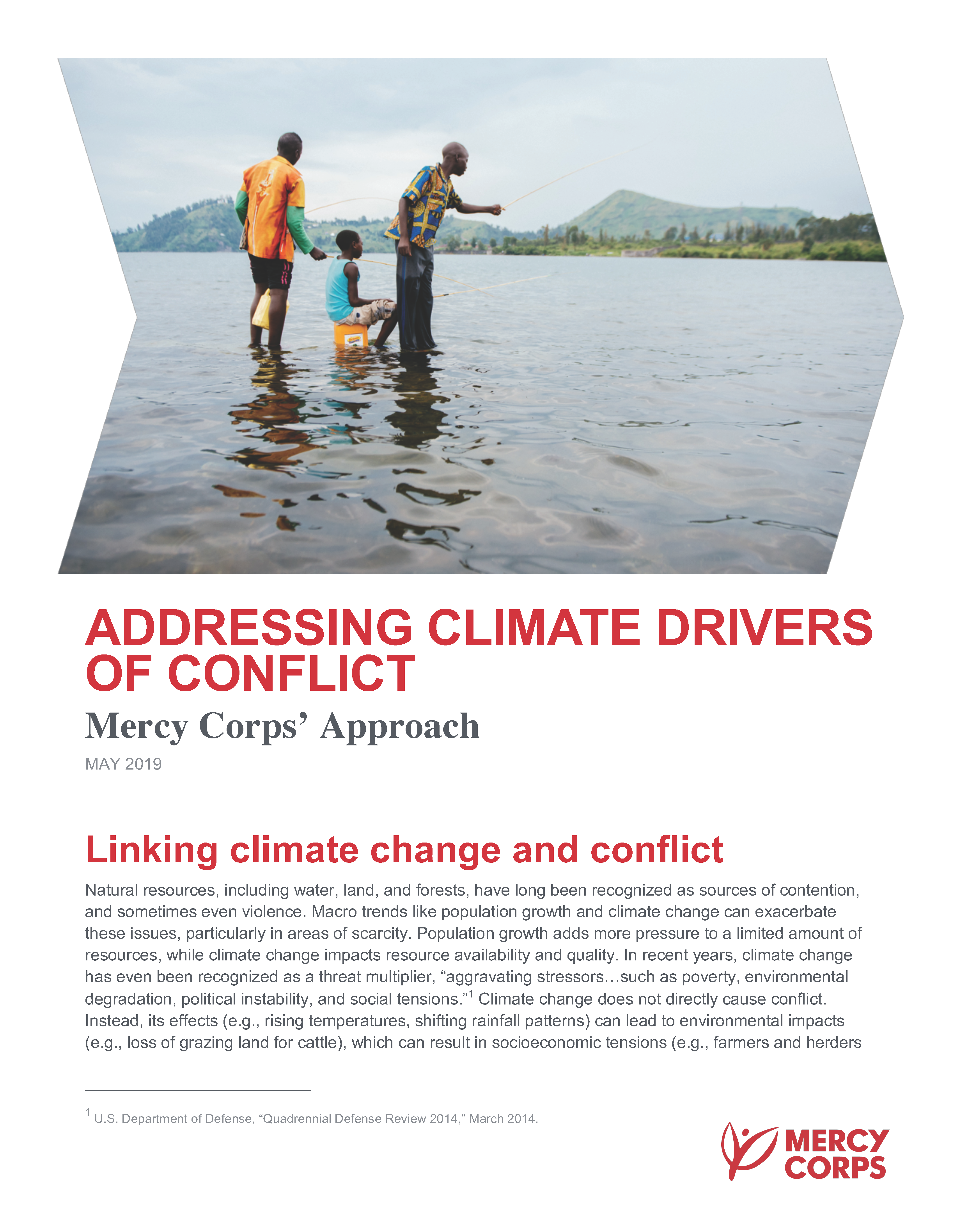 Cover page for Addressing Climate Drivers of Conflict: Mercy Corps' Approach