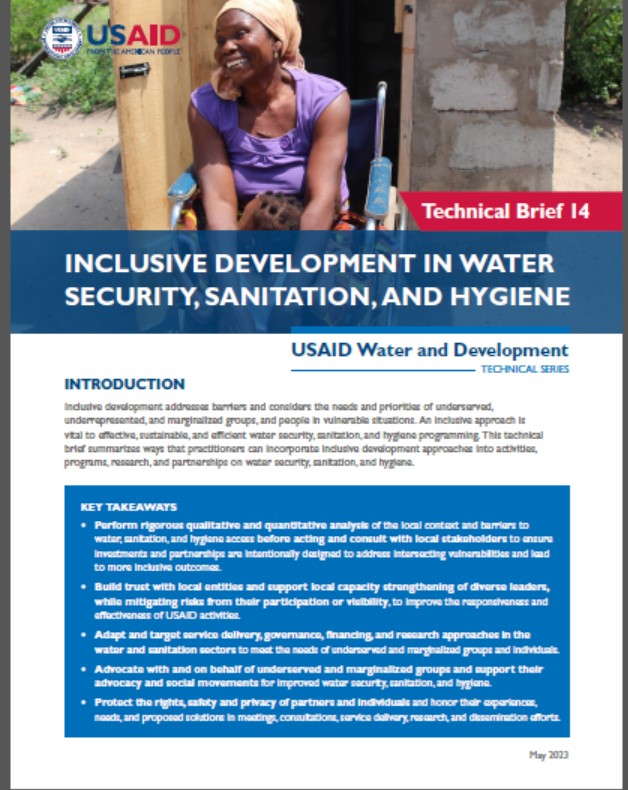 Cover Page of USAID Technical Brief on Inclusive Development in WASH