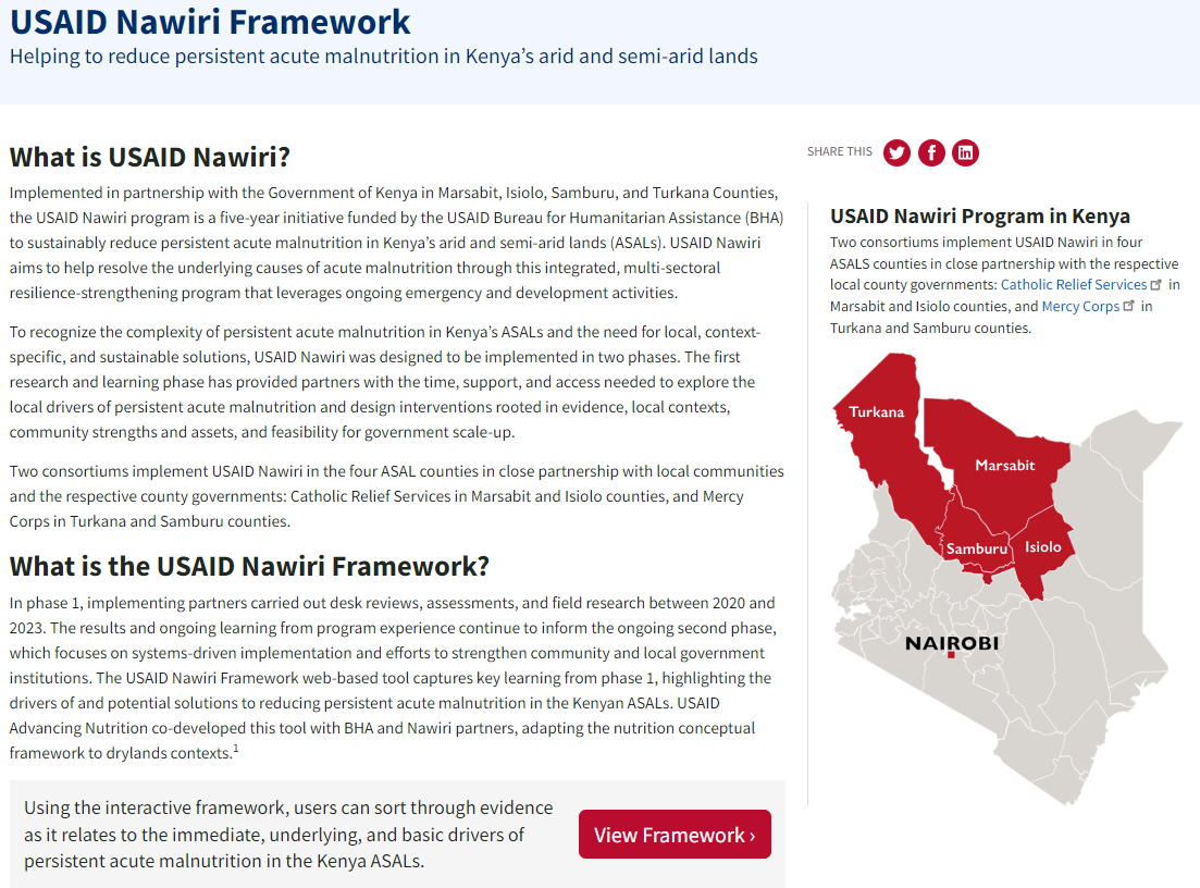 Screenshot of the USAID Nawiri Framework