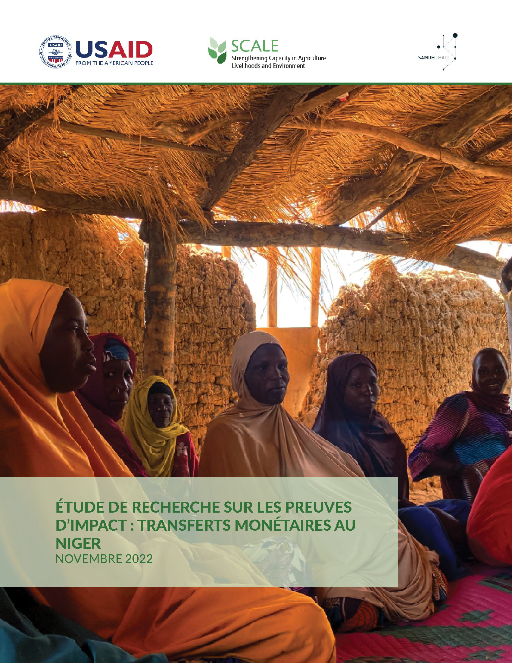 Cover page for Étude de recherche sur les preuves d'impact : Transferts monétaires au Niger