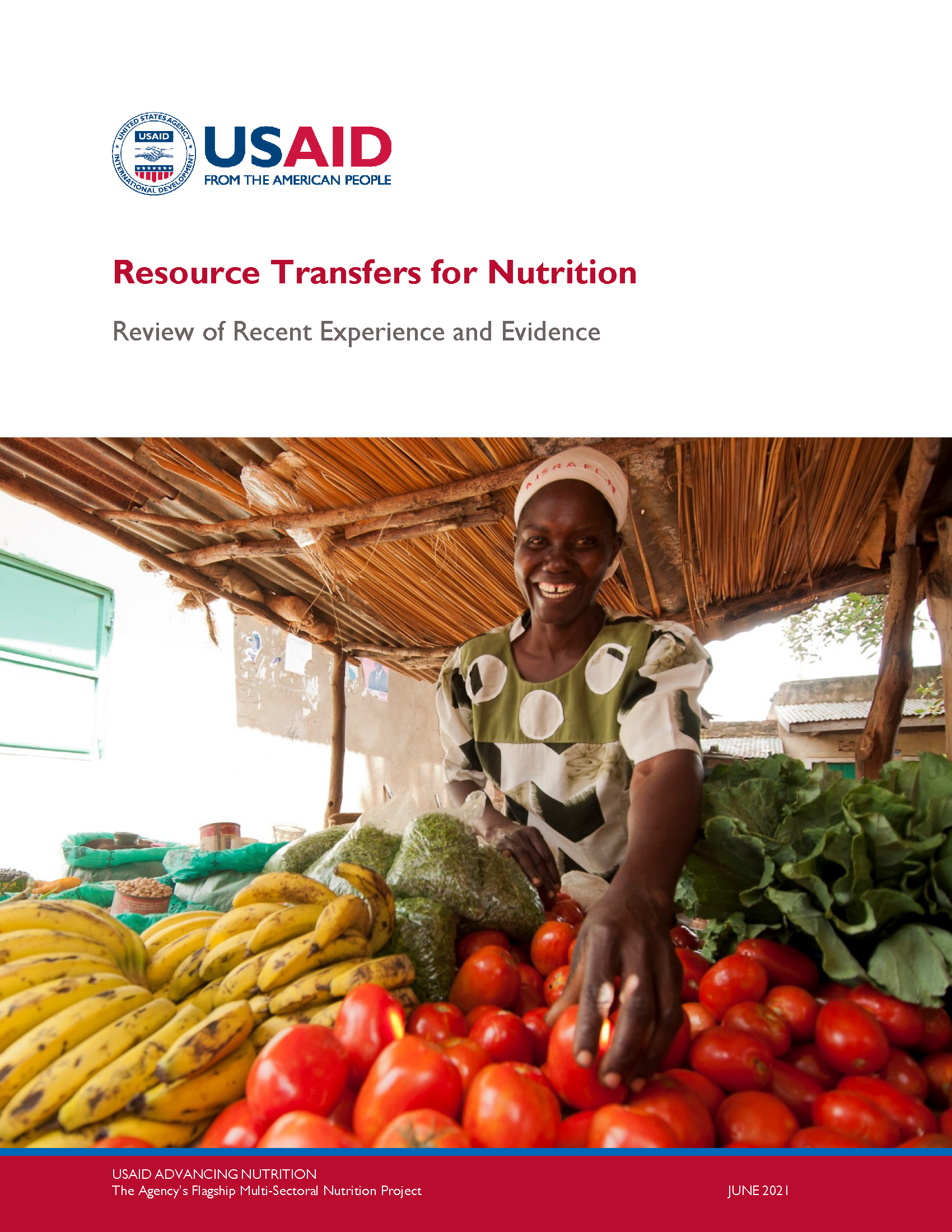 Cover page for Resource Transfers for Nutrition: Review of Recent Experience and Evidence
