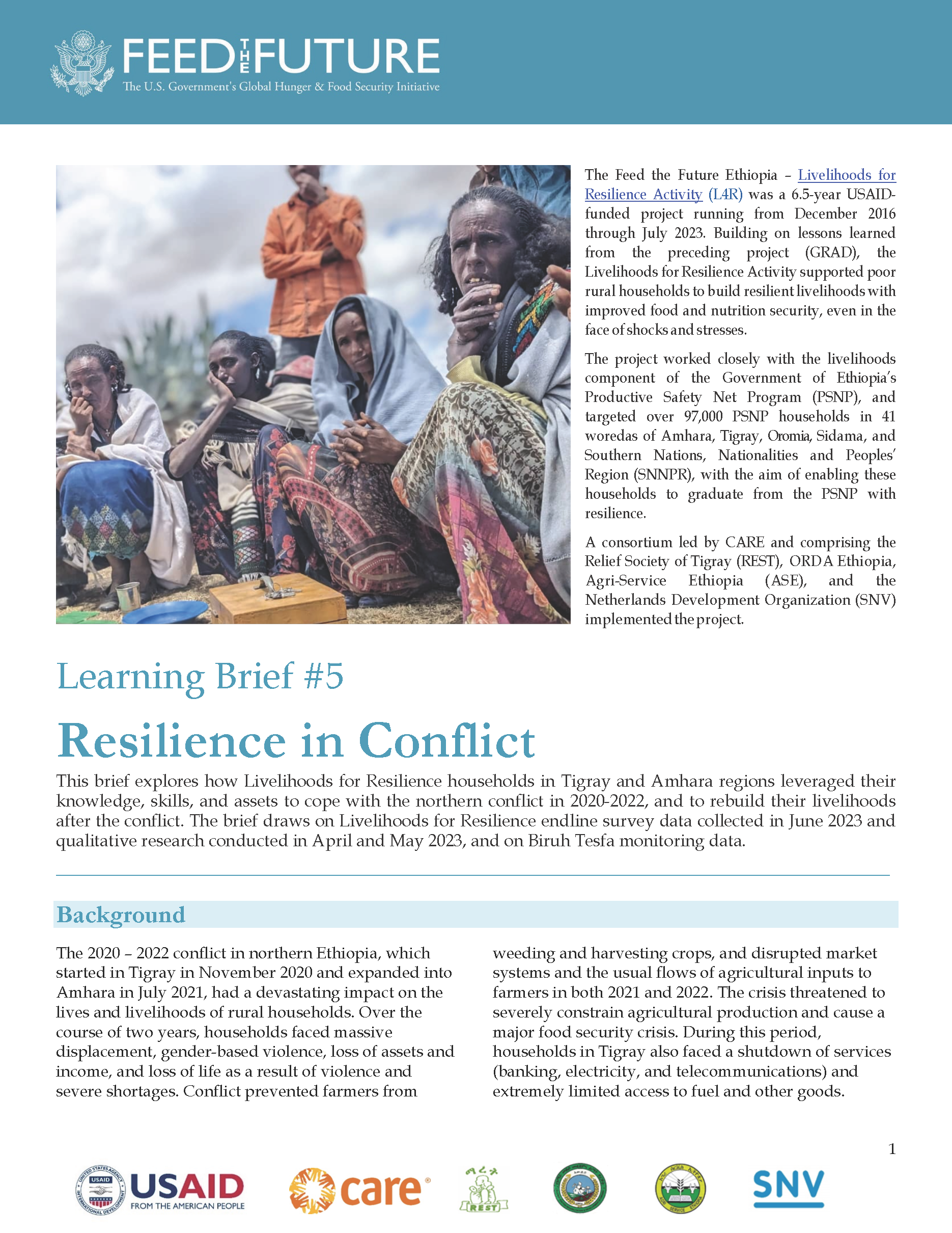 Cover page for Resilience in Conflict Learning Brief