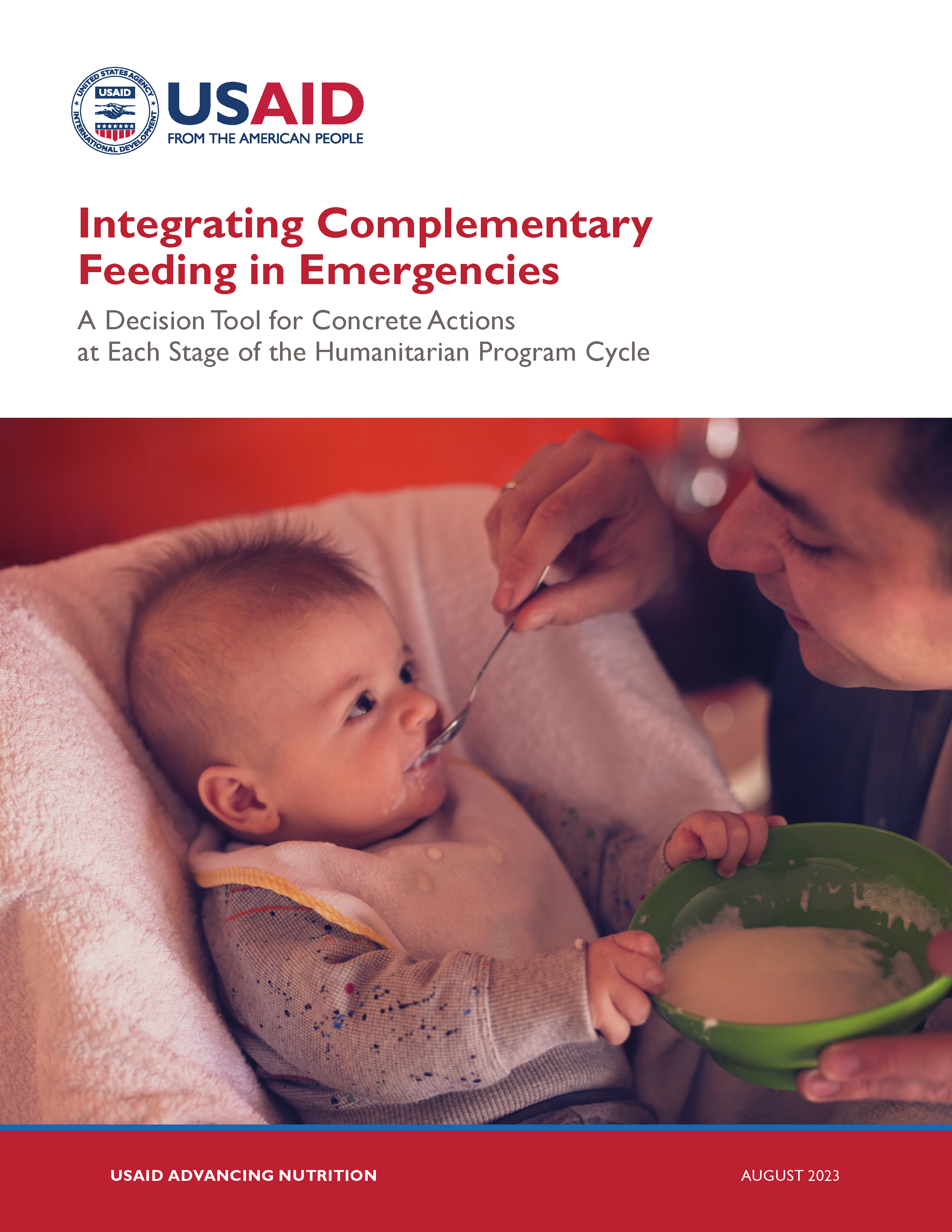 Cover page for Integrating Complementary Feeding in Emergencies: A Decision Tool for Concrete Actions at Each Stage of the Humanitarian Program Cycle