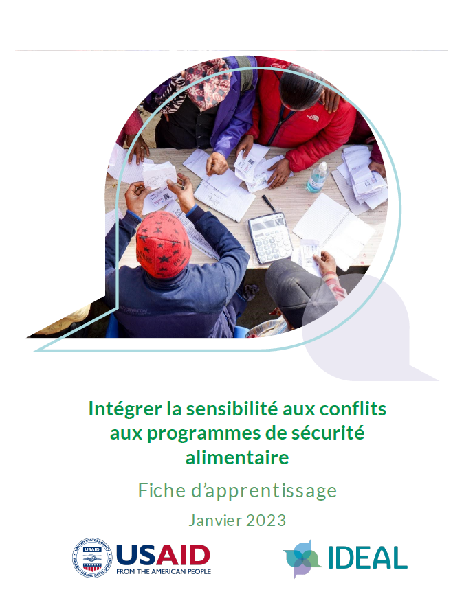 Cover page for Intégrer la sensibilité aux conflits  aux programmes de sécurité alimentaire