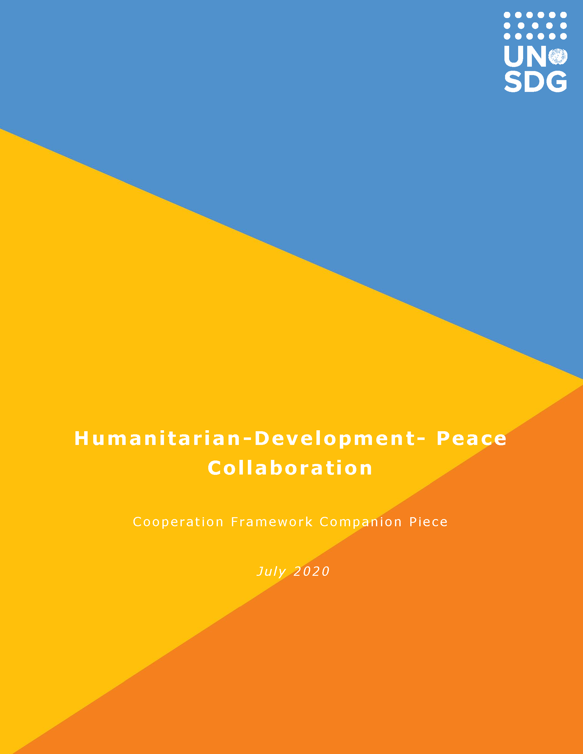 Cover page for Humanitarian-Development-Peace Collaboration" Cooperation Framework Companion Piece