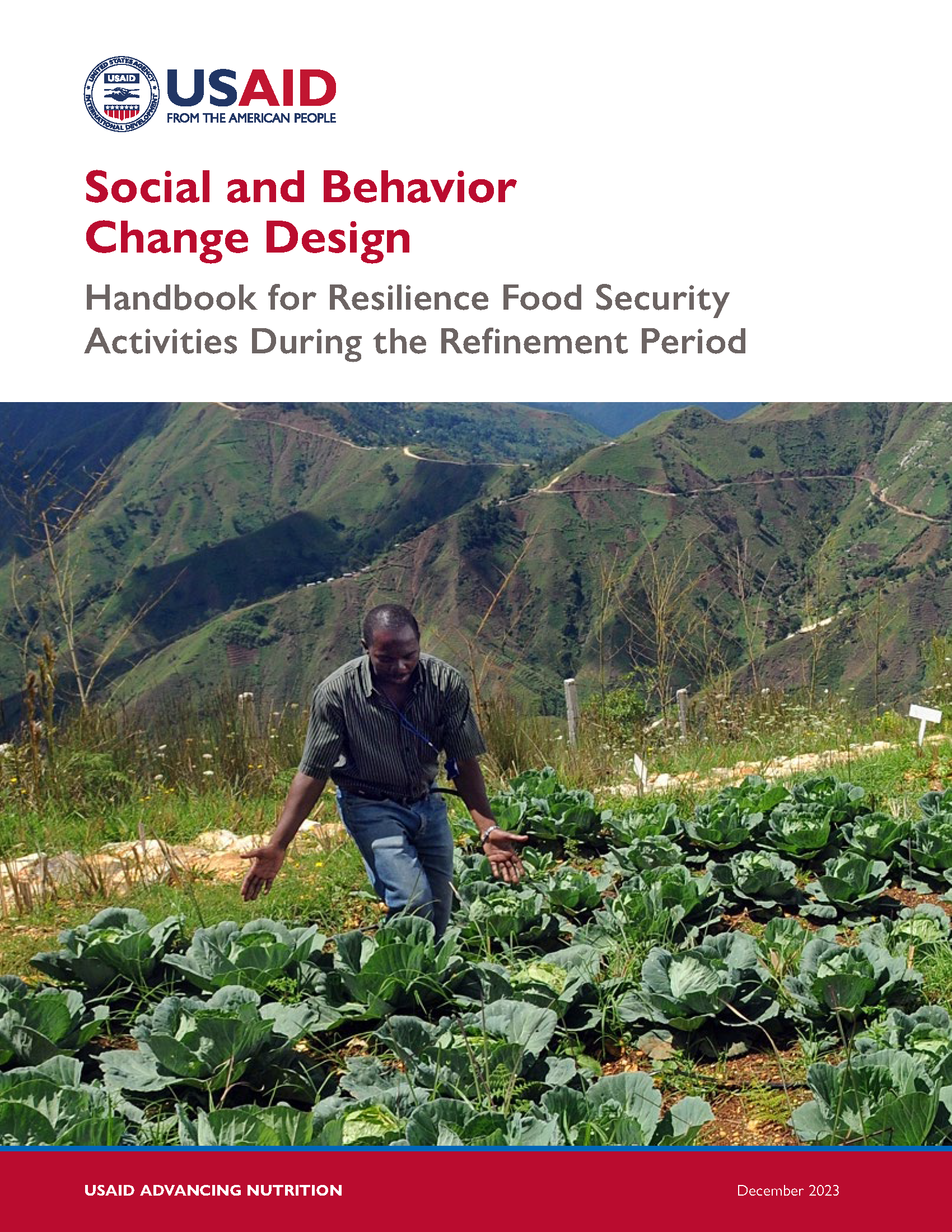 Cover page for Social and Behavior Change Design: Handbook for Resilience Food Security Activities During the Refinement Period