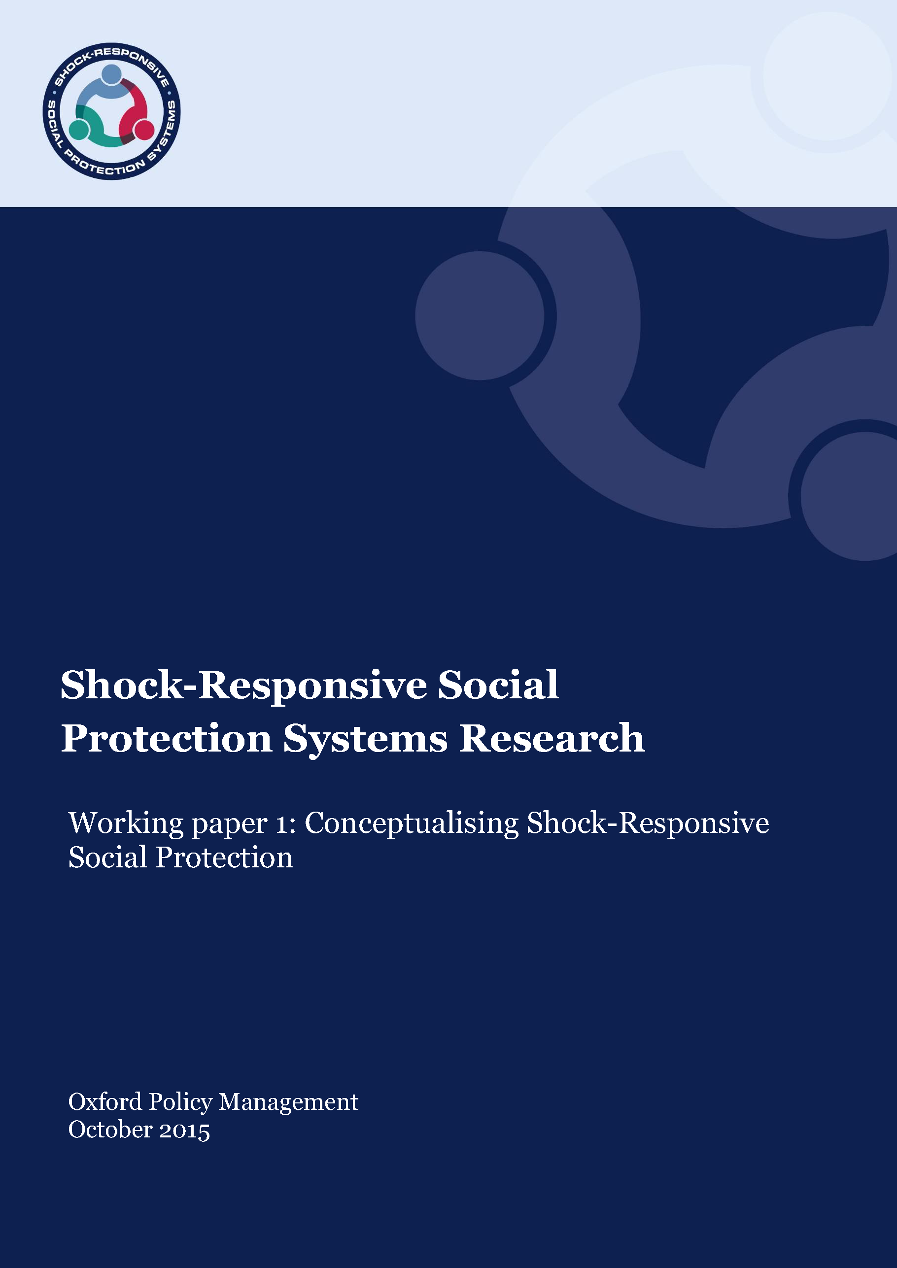 Cover page for Shock-Responsive Social Protection Systems Research