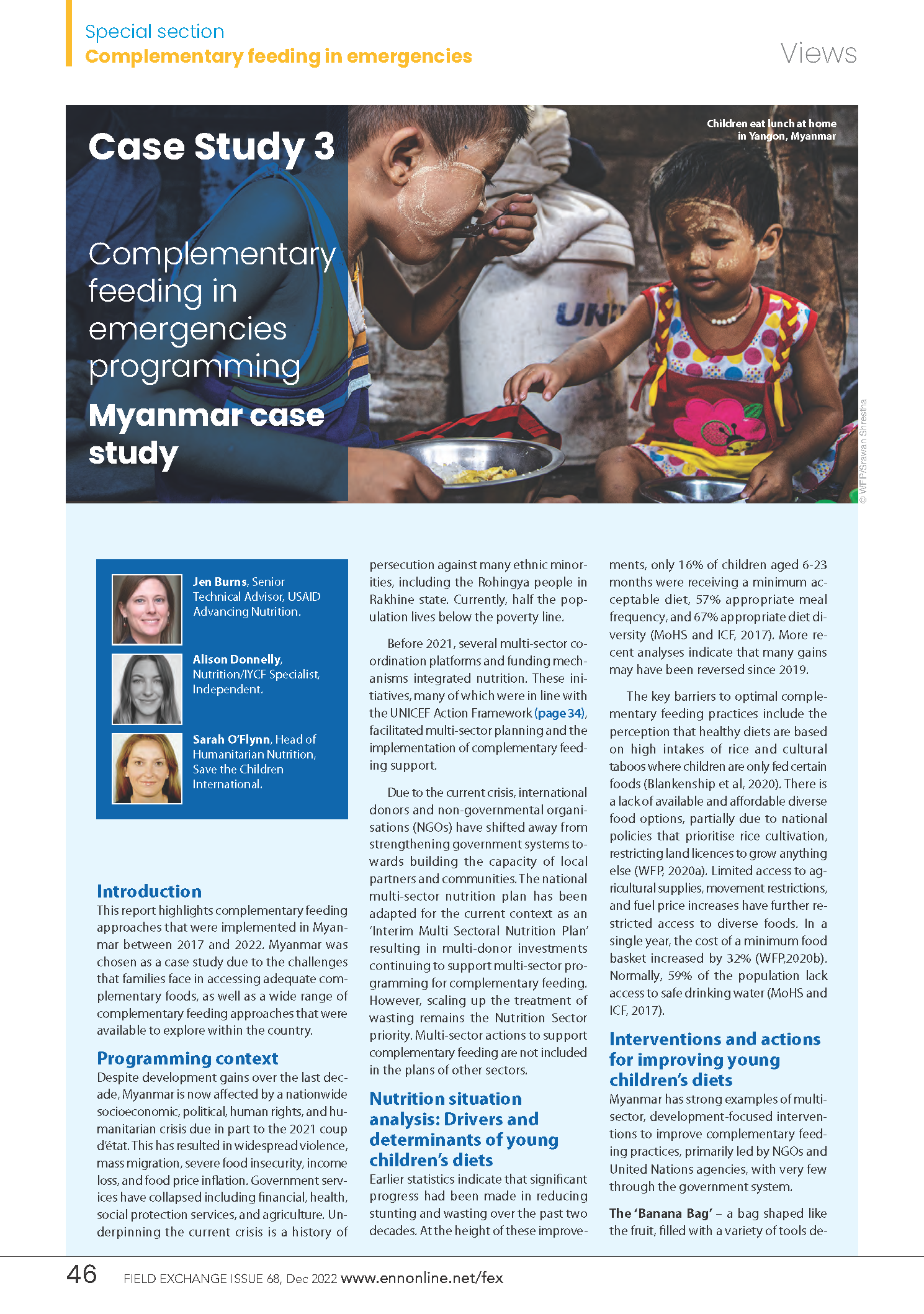 Cover page for Complementary Feeding in Emergency Programming: Myanmar