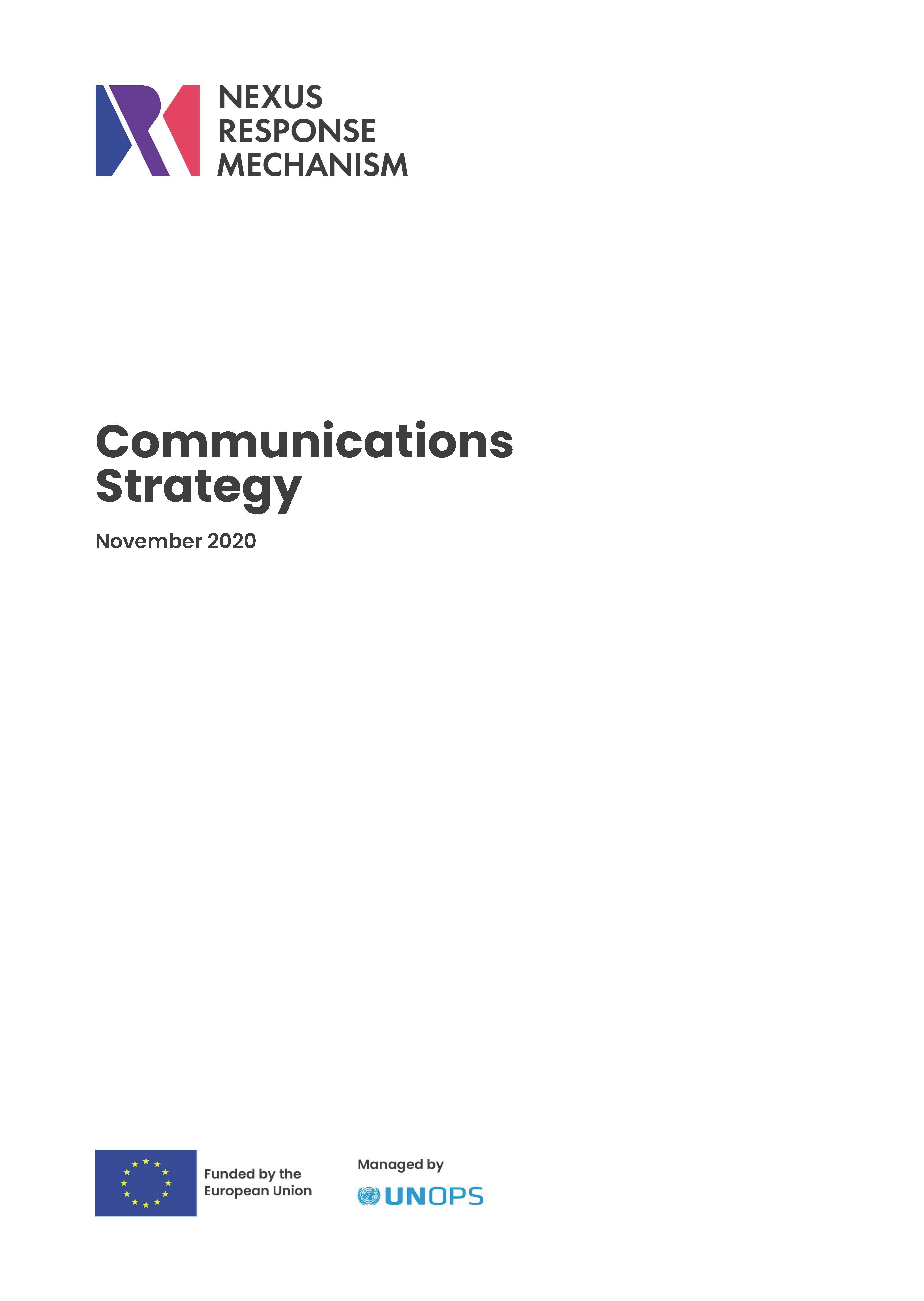 Cover page for Nexus Response Mechanism Communications Strategy