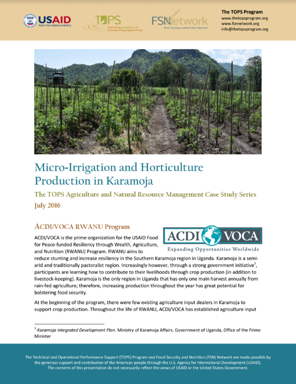Download Resource: TOPS ANRM Case Study: Micro-Irrigation and Horticulture Production in Karamoja
