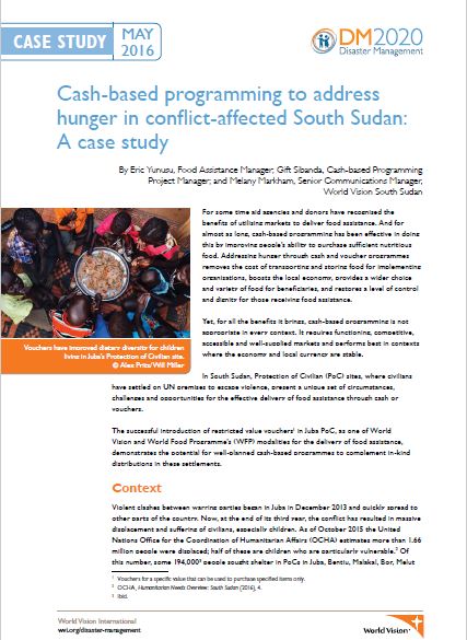 Download Resource: Cash-based Programming to Address Hunger in Conflict-affected South Sudan: A Case Study