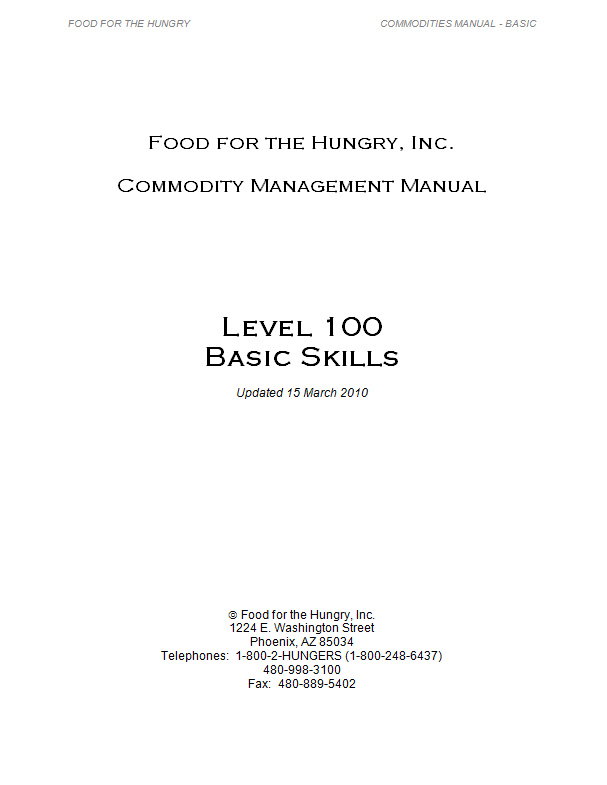 Download Resource: Commodity Management Manuals