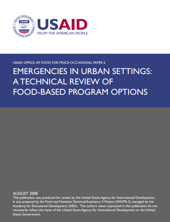 Download Resource: Emergencies in Urban Setting: A Technical Review of Food-Based Program Options