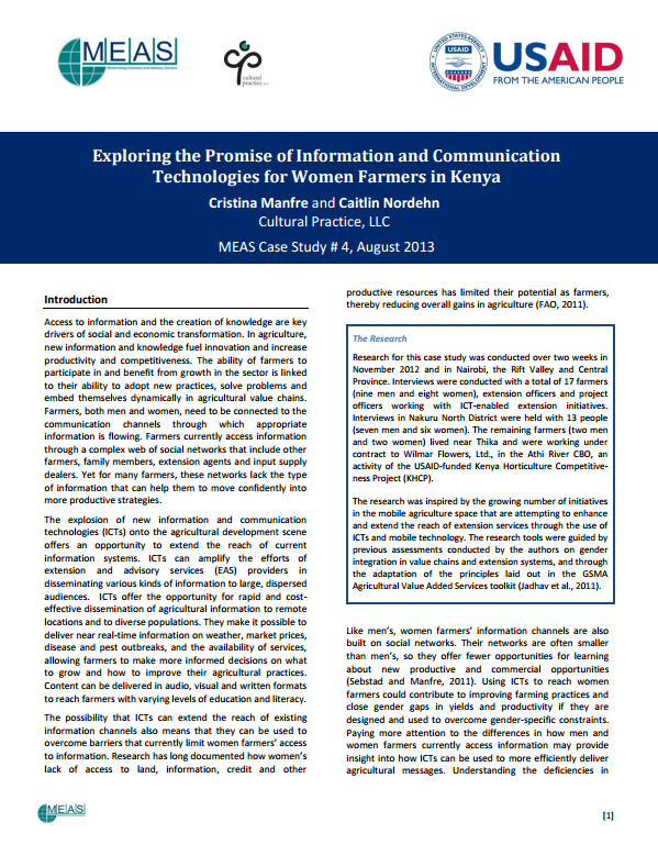 Download Resource: Exploring the Promise of Information and Communication Technologies for Women Farmers in Kenya