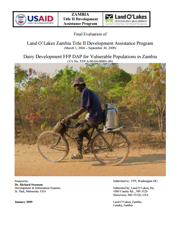 Download Resource: Final Evaluation of Land O’Lakes Zambia Title II Development Assistance Program Dairy Development FFP DAP for Vulnerable Populations in Zambia