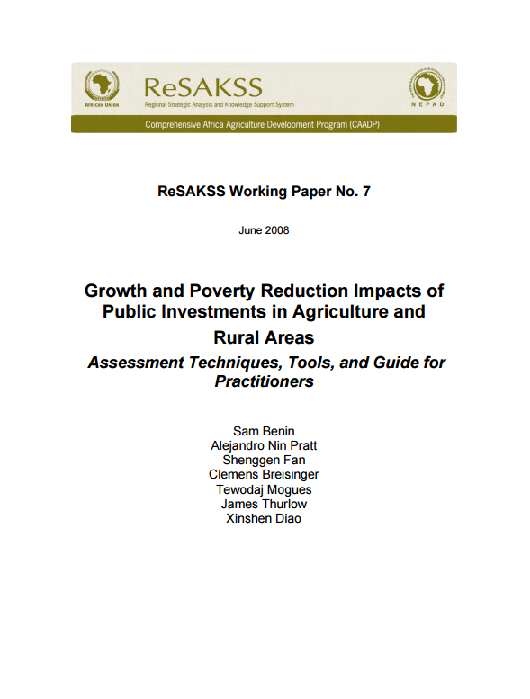 Download Resource: Growth and Poverty Reduction Impacts of Public Investments in Agriculture and Rural Areas: Assessment Techniques, Tools, and Guide for Practitioners