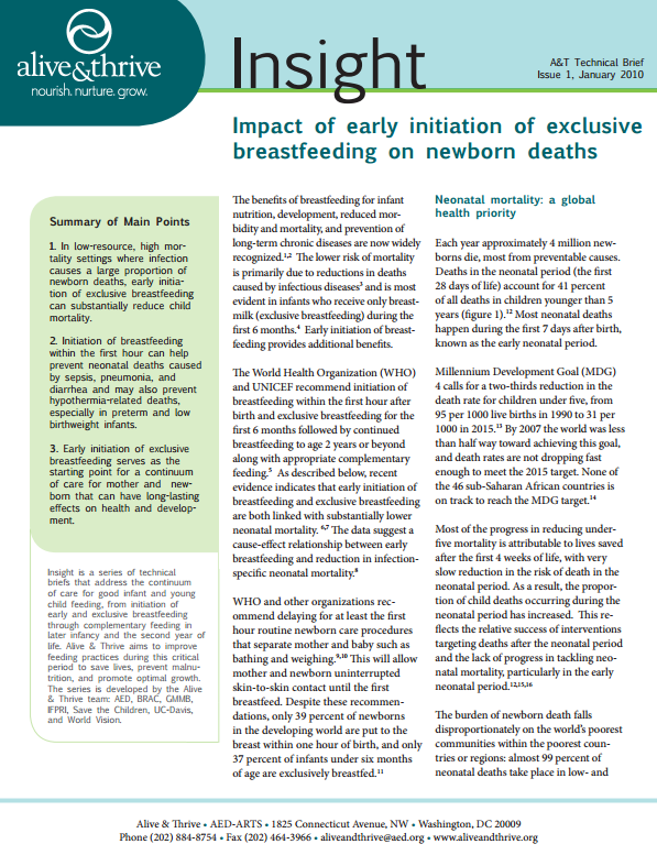 Download Resource: Insight: Impact of Early Initiation of Exclusive Breastfeeding on Newborn Deaths