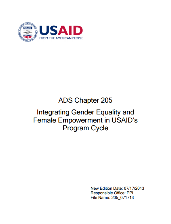 Download Resource: Integrating Gender Equality and Female Empowerment in USAID’s Program Cycle