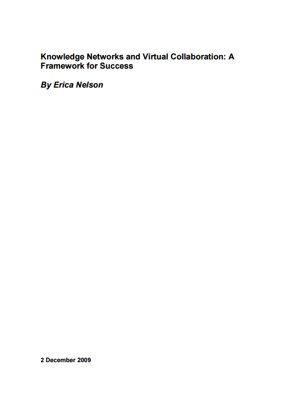 Download Resource: Knowledge Networks and Virtual Collaboration: A Framework for Success