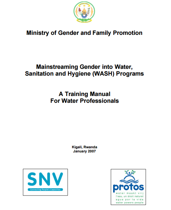 Download Resource: Mainstreaming gender into Water, Sanitation and Hygiene (WASH) programmes: A Training Manual for Water Professionals