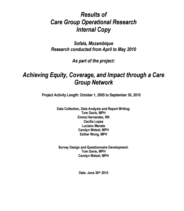 Download Resource: Mozambique Care Group Operations Research Report