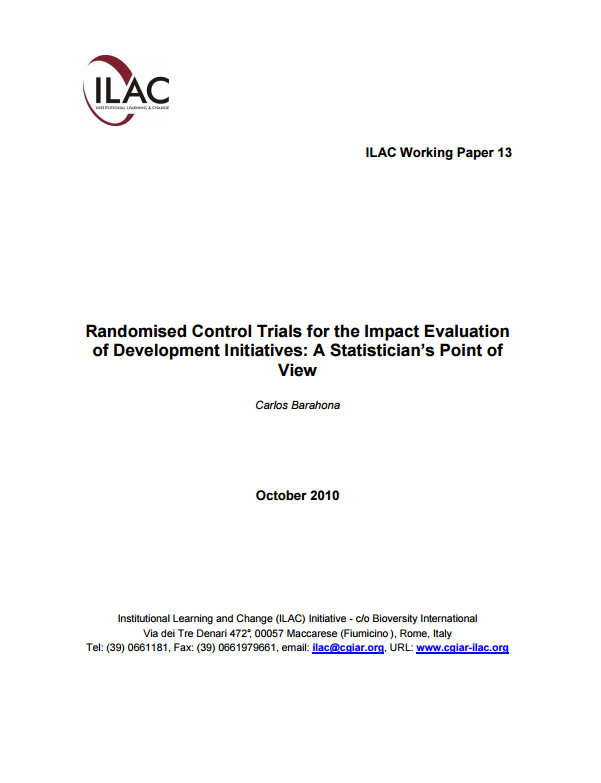 Download Resource: Randomised Control Trials for the Impact Evaluation of Development Initiatives: A Statistician’s Point of View