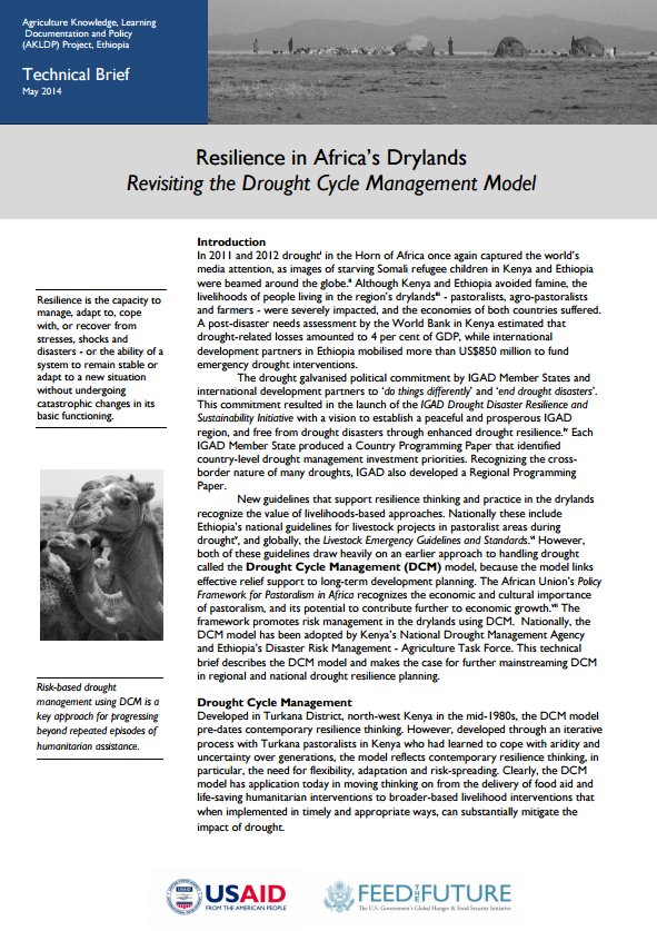 Download Resource: Resilience in Africa’s Drylands Revisiting the Drought Cycle Management Model
