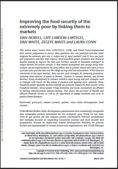 Download Resource: Improving the food security of the extremely poor by linking them to markets