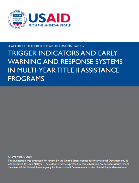 Download Resource: Trigger Indicators and Early Warning and Response Systems in Multi-Year Title II Assistance Program