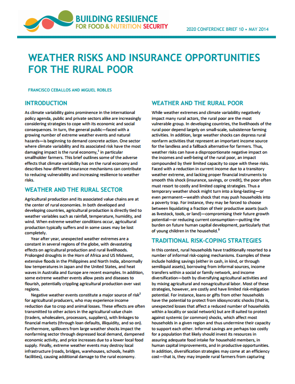 Download Resource: Weather Risks and Insurance Opportunities for the Rural Poor